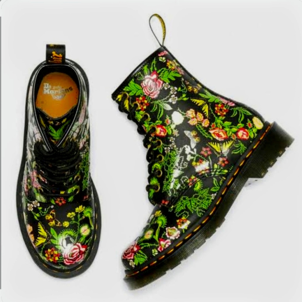 Dr Martens 1460 Floral Bloom Leather Lace Up - Picture 2 of 13